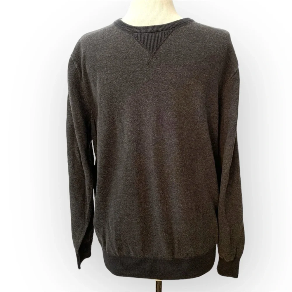 J. Crew Mens Brown pullover Sweater Slim fit Crew Neck 100% Cotton, size L